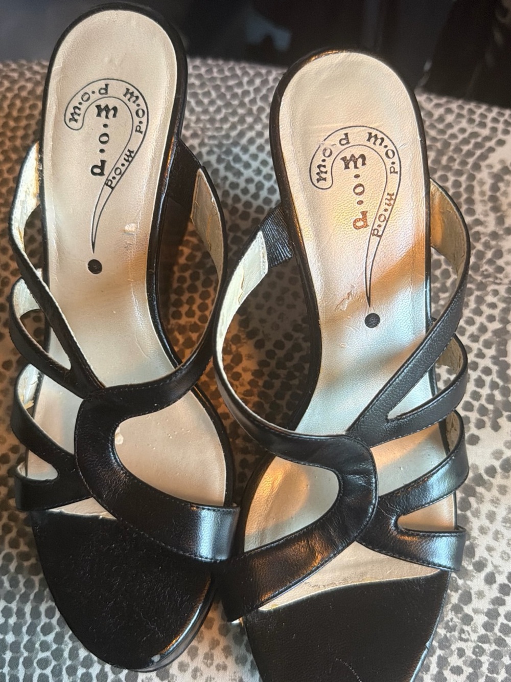 Black Strappy Open-Toe Heeled Sandals by